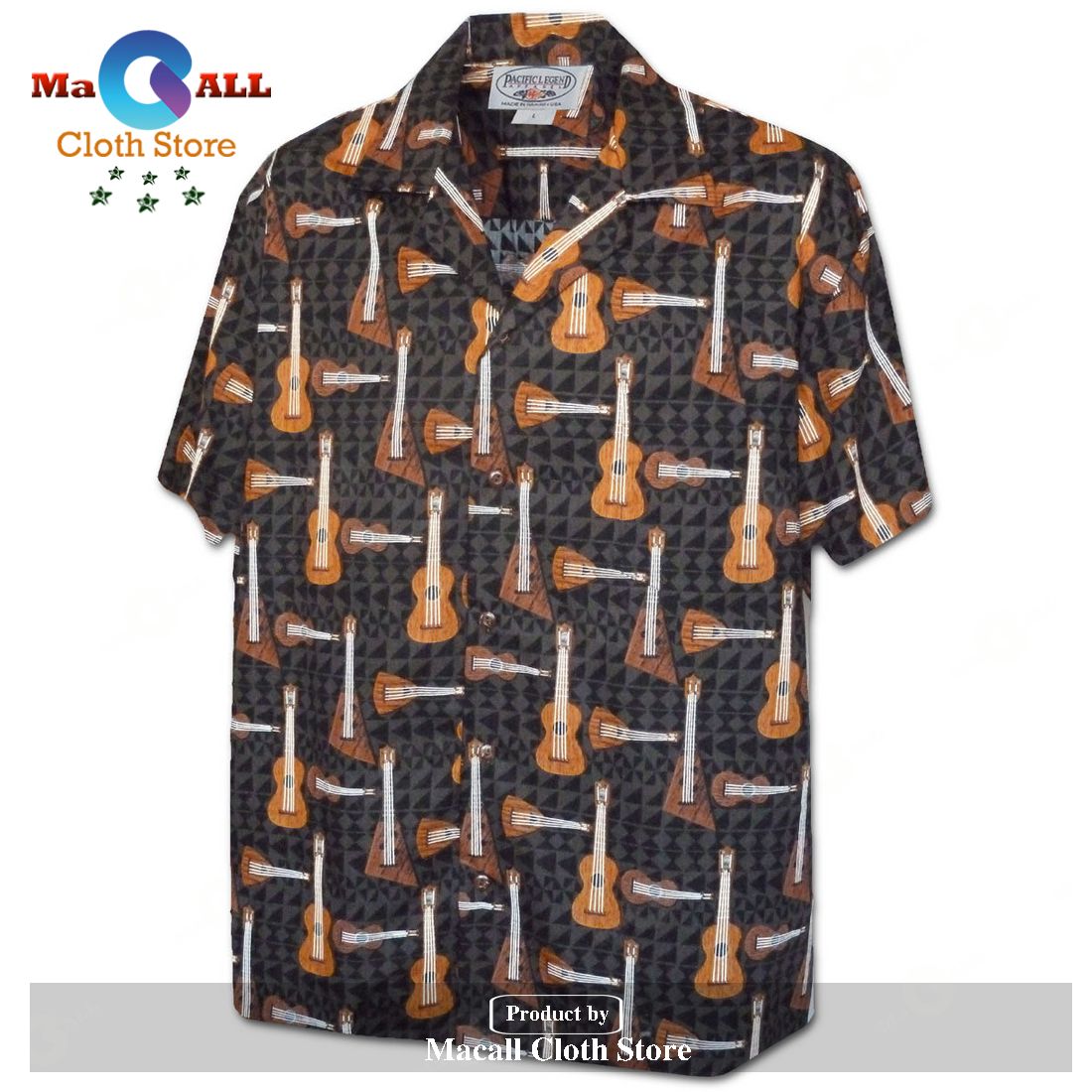 Ukulele Time Black Hawaiian Shirt Ukulele Time Black Hawaiian Shirt