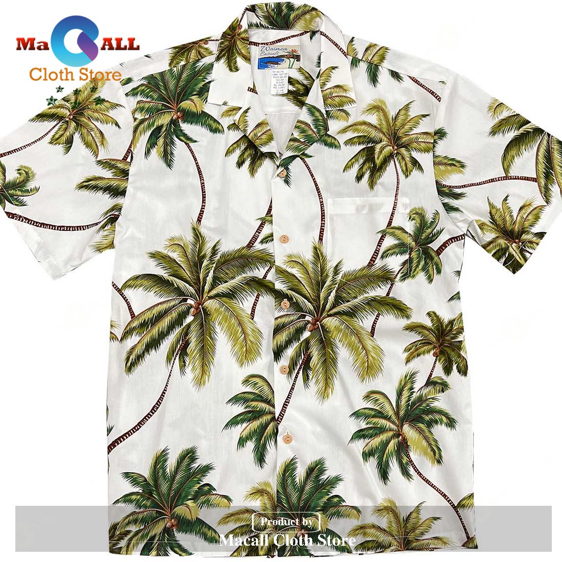 Waimea Palms White Hawaiian Shirt Waimea Palms White Hawaiian Shirt