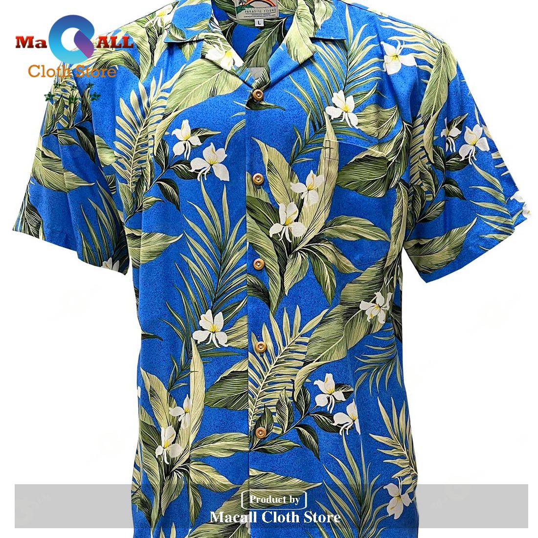 White Ginger Blue Hawaiian Shirt White Ginger Blue Hawaiian Shirt
