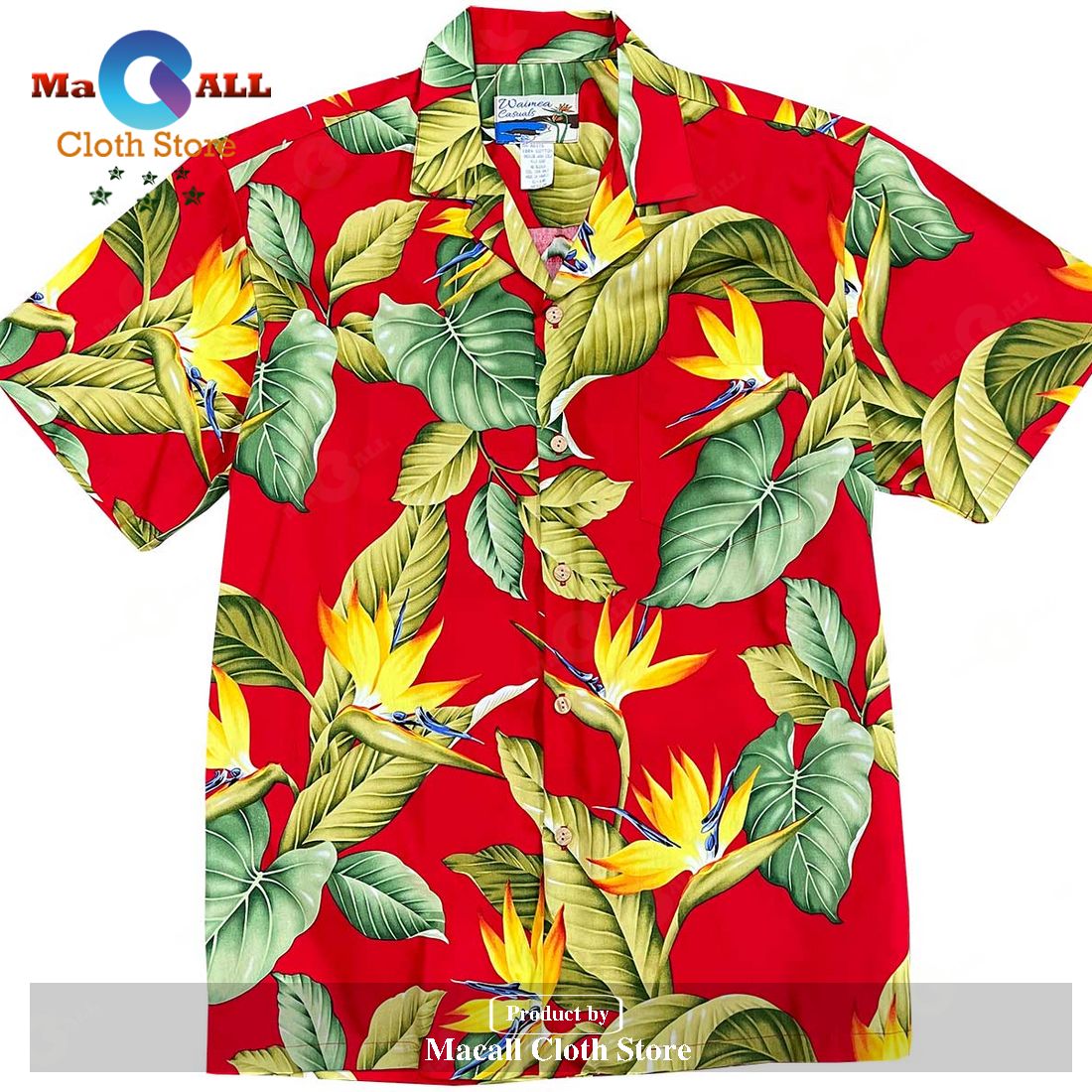 Airbrush Bird of Paradise Red Hawaiian Shirt Airbrush Bird of Paradise Red Hawaiian Shirt