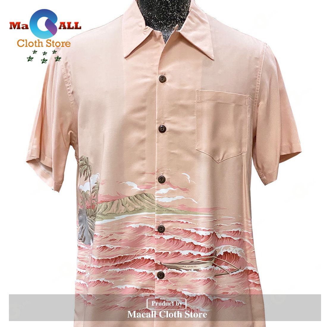 Diamond Head Canoe Coral Hawaiian Shirt Diamond Head Canoe Coral Hawaiian Shirt