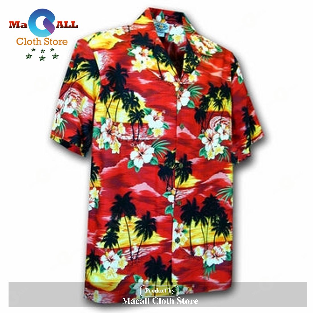 Diamond Head Sunset Red Boy's Hawaiian Shirt Diamond Head Sunset Red Boy's Hawaiian Shirt