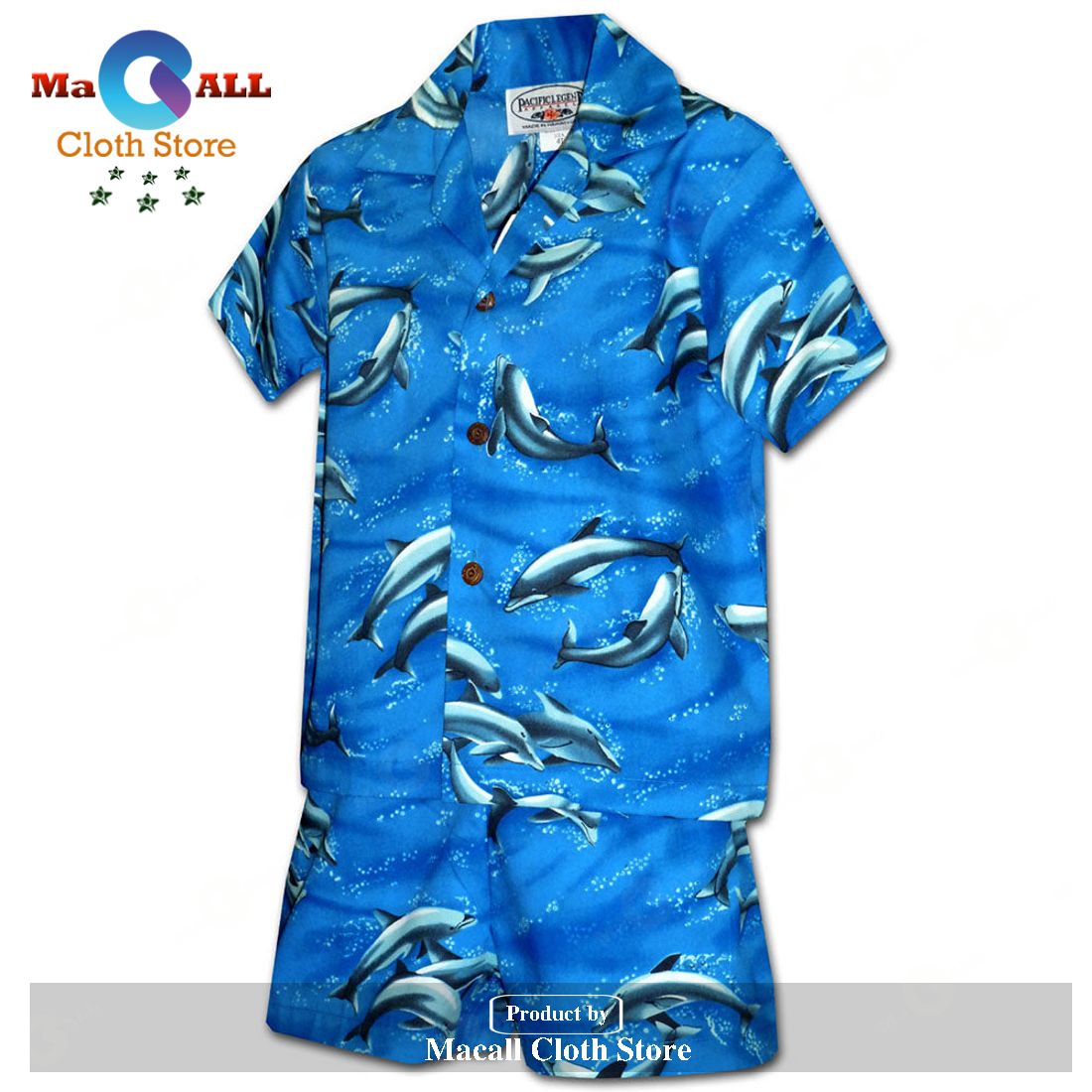 Dolphin Day Boy's Hawaiian Shirt and Shorts Dolphin Day Boy's Hawaiian Shirt and Shorts
