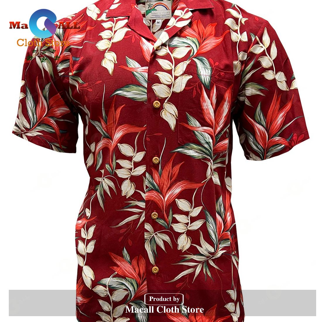 Heliconia and Paradise Red Hawaiian Shirt Heliconia and Paradise Red Hawaiian Shirt