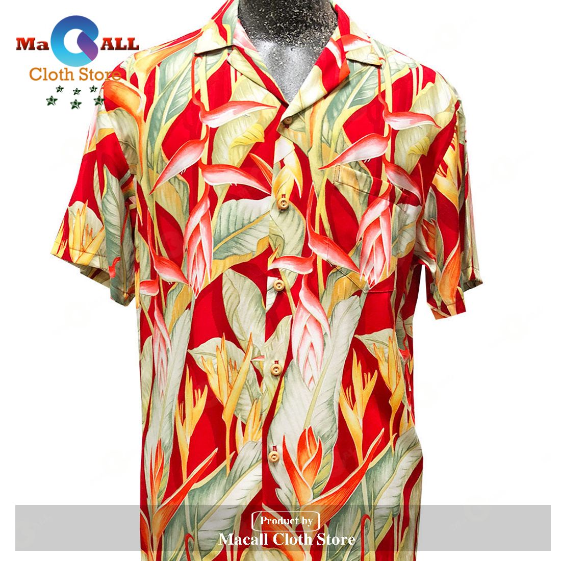 Heliconia Heaven Red Hawaiian Shirt Heliconia Heaven Red Hawaiian Shirt