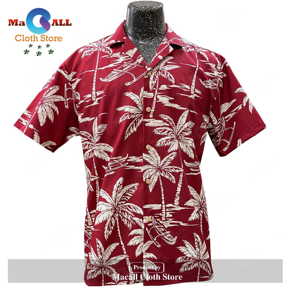 Palm Tree Canoe Red Hawaiian Shirt