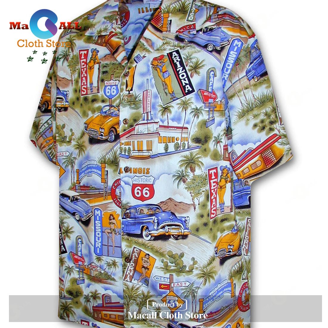 Scenic Route 66 Blue Hawaiian Shirt Scenic Route 66 Blue Hawaiian Shirt