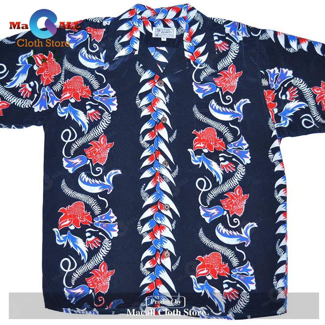 Torch Ginger Navy Retro Hawaiian Shirt Torch Ginger Navy Retro Hawaiian Shirt