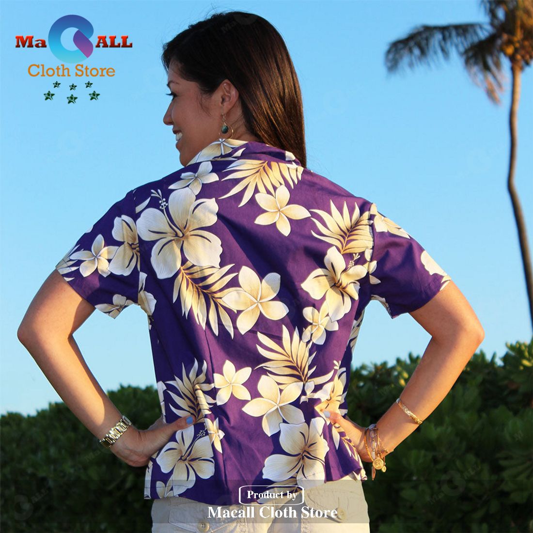 Tropic Fever Purple Fitted Women's Hawaiian Shirt Tropic Fever Purple Fitted Women's Hawaiian Shirt