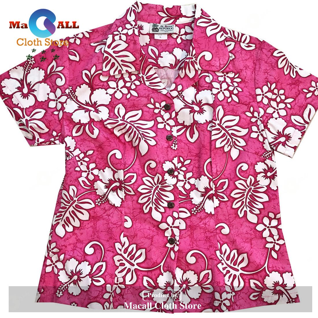 Tropic Flavor Pink Fitted Women's Hawaiian Shirt Tropic Flavor Pink Fitted Women's Hawaiian Shirt