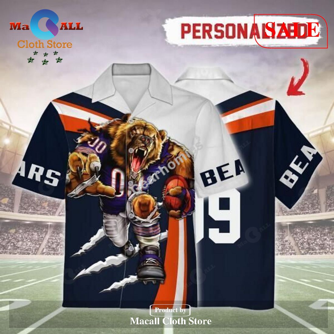 [SALE] Personalized Gearhomies Unisex Hawaiian Shirt Chicago Bears Football Team 3D Apparel