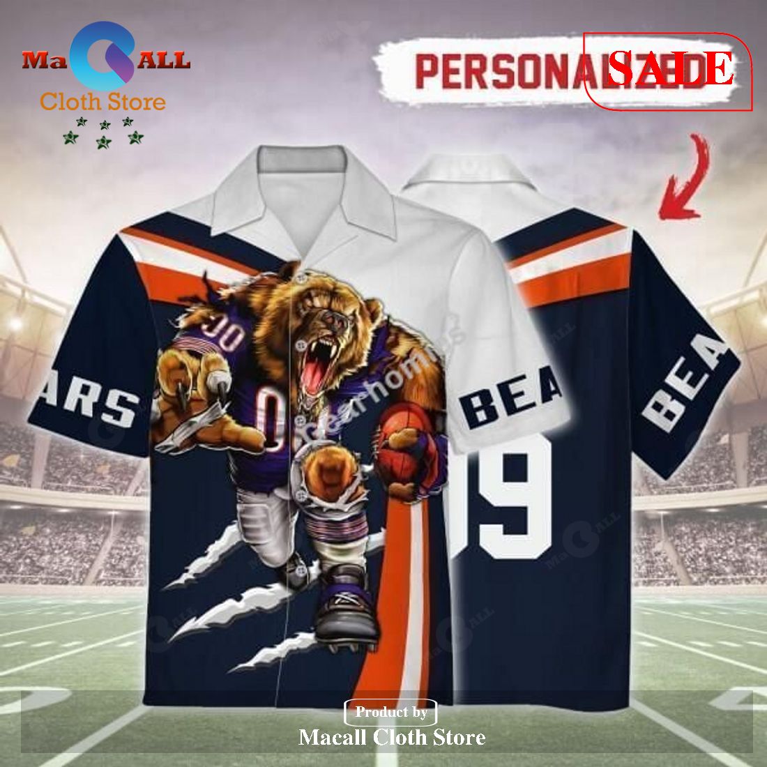 [SALE] Personalized Gearhomies Unisex Hawaiian Shirt Chicago Bears Football Team 3D Apparel