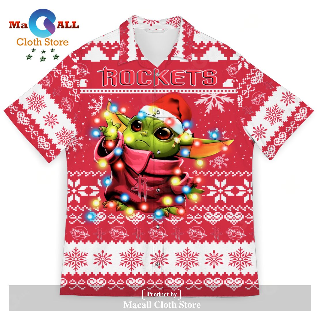 Houston Rockets Baby Yoda Star Wars Sports Football American Ugly Christmas Sweater New Trends For Fans Club Gifts Unisex Hawaiian Shirt-3D Hawaiian Shirt