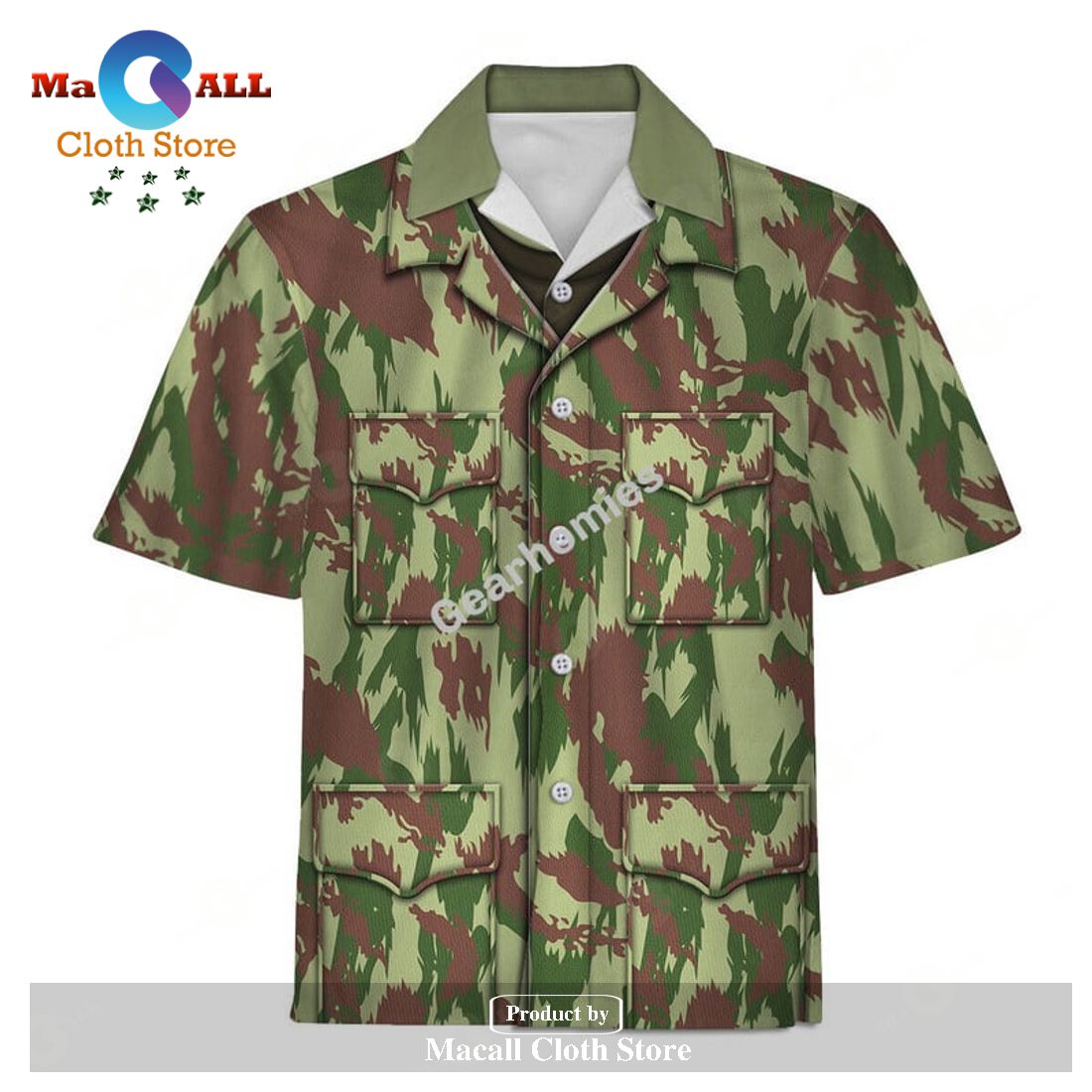Lizard Camouflage Post War Hawaiian Shirt Lizard Camouflage Post War Hawaiian Shirt