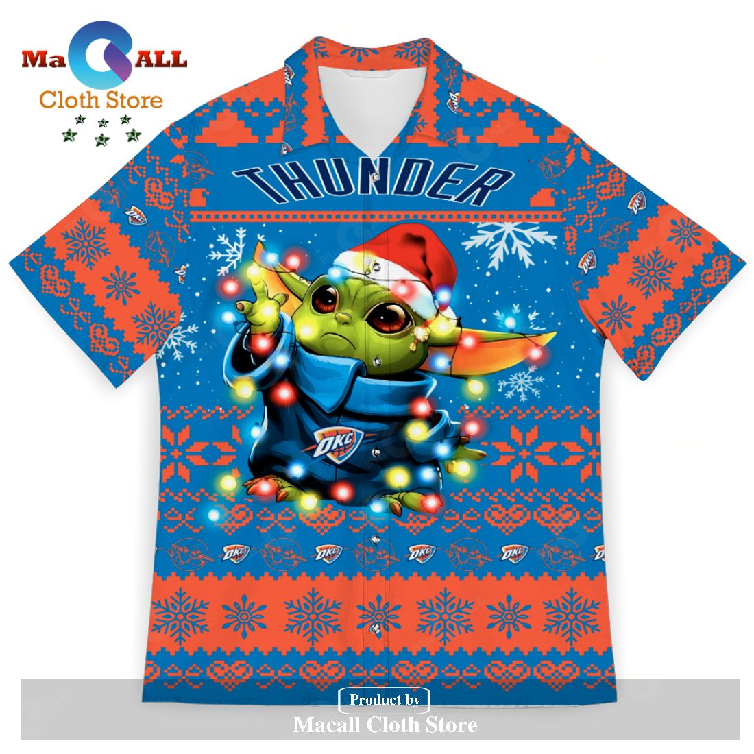 Oklahoma City Thunder Baby Yoda Star Wars Sports Football American Ugly Christmas Sweater New Trends For Fans Club Gifts Unisex Hawaiian Shirt-3D Hawaiian Shirt Oklahoma City Thunder Baby Yoda Star Wars Sports Football American Ugly Christmas Sweater New Trends For Fans Club Gifts Unisex Hawaiian Shirt-3D Hawaiian Shirt