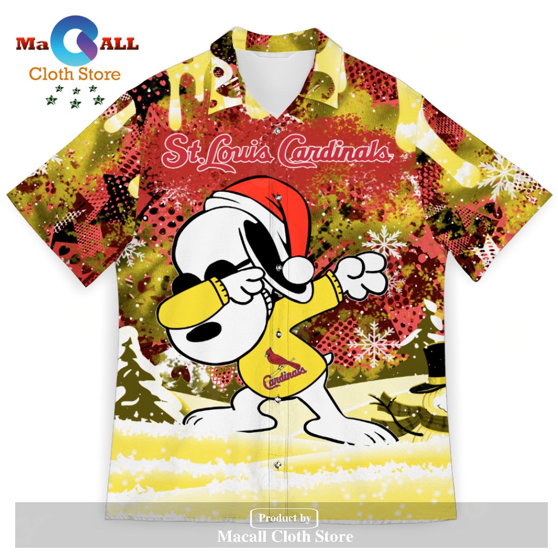 St. Louis Cardinals Snoopy Dabbing The Peanuts Sports Football American Christmas Dripping Matching New Trends For Fans Club Gifts Unisex Hawaiian Shirt-3D Hawaiian Shirt