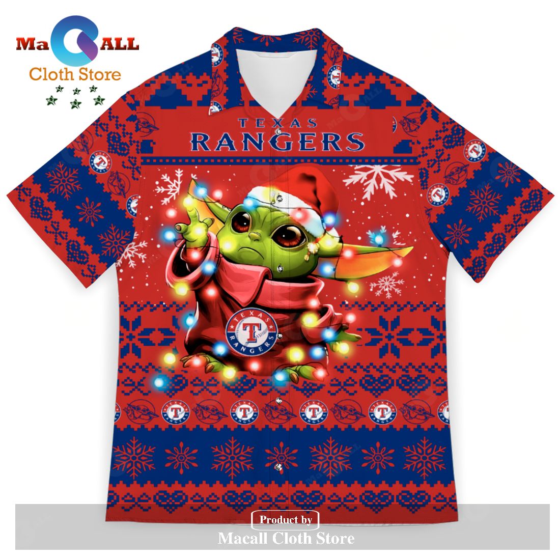 Texas Rangers MLB Baby Yoda Tiki Flower Hawaiian Shirt - Freedomdesign