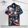 Airbrush Bird of Paradise Navy Hawaiian Shirt and Shorts