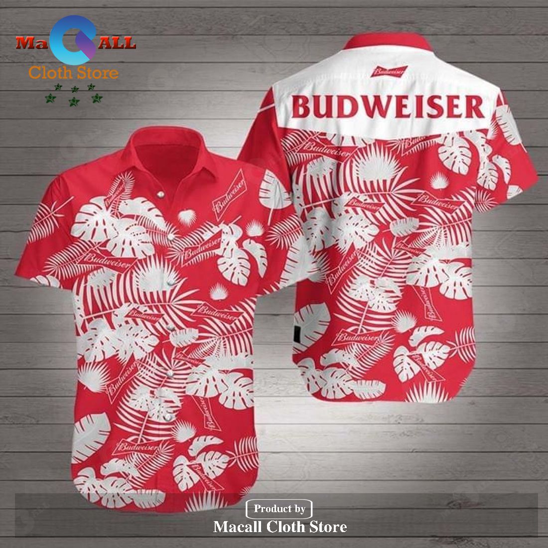 Beer Hawaii Shirt Budweiser Logo Tropical Red White