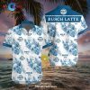 Beer Hawaiian Shirt Busch Light Logo Hibiscus Flower Pattern Blue Black