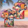 Beer Hawaiian Shirt Miller Lite Beer Palm Leaf Tropical White Hawaii