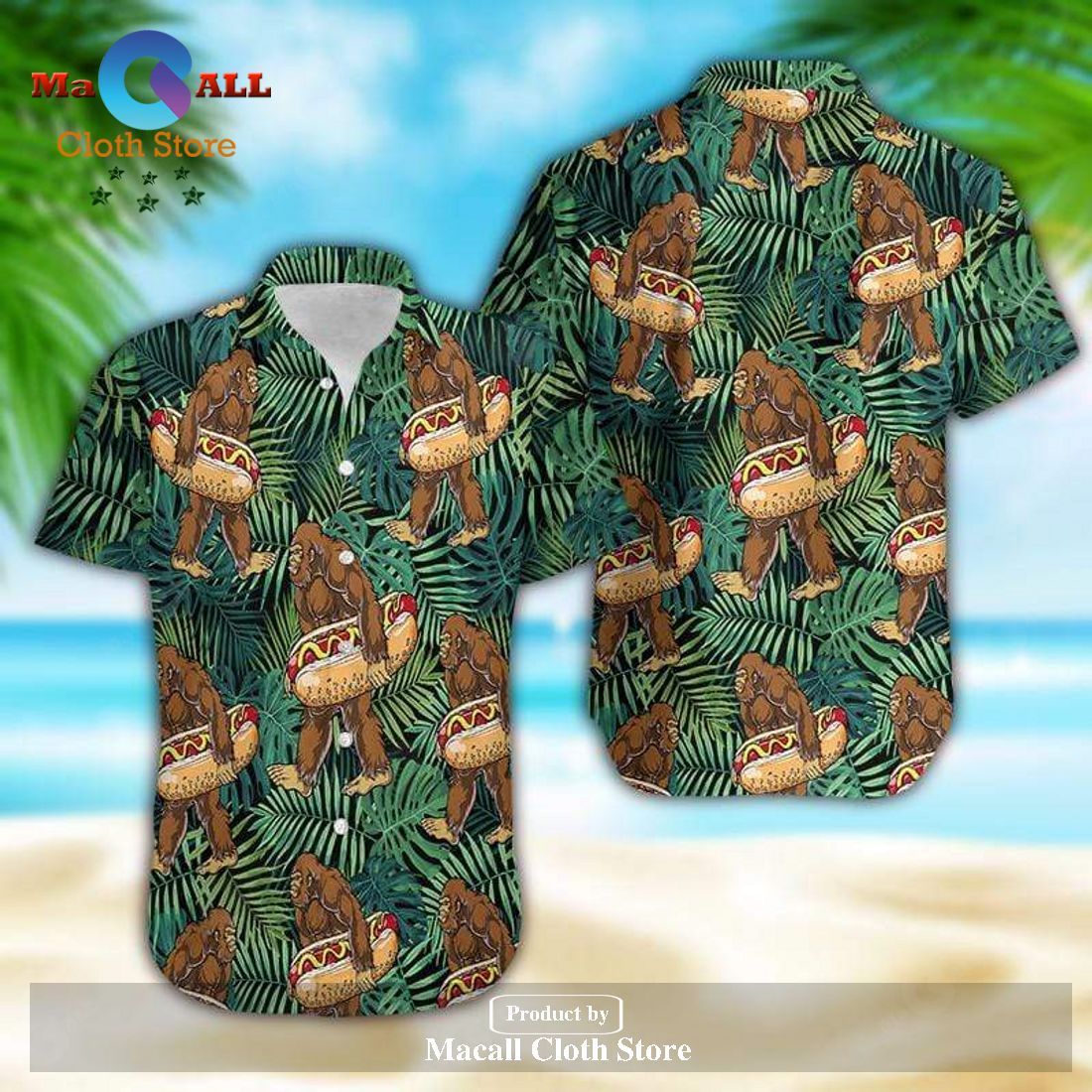 Bigfoot Aloha Shirt Bigfoot Hot Dog Hawaiian Shirt Adult Print Bigfoot Aloha Shirt Bigfoot Hot Dog Hawaiian Shirt Adult Print