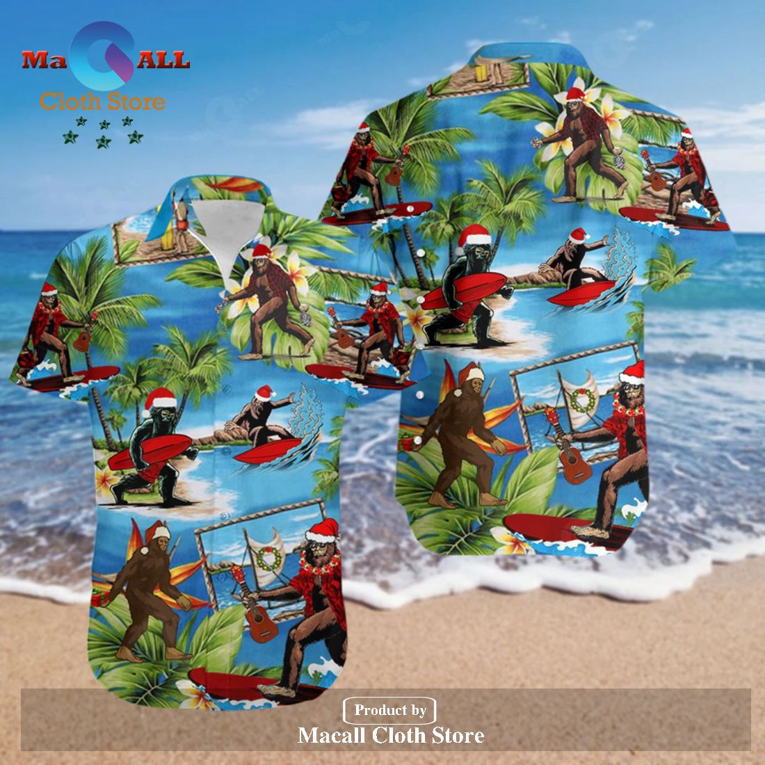 Bigfoot Christmas Hawaii Shirt Bigfoot Christmas Hat Hawaiian Aloha_ Bigfoot Christmas Hawaii Shirt Bigfoot Christmas Hat Hawaiian Aloha_