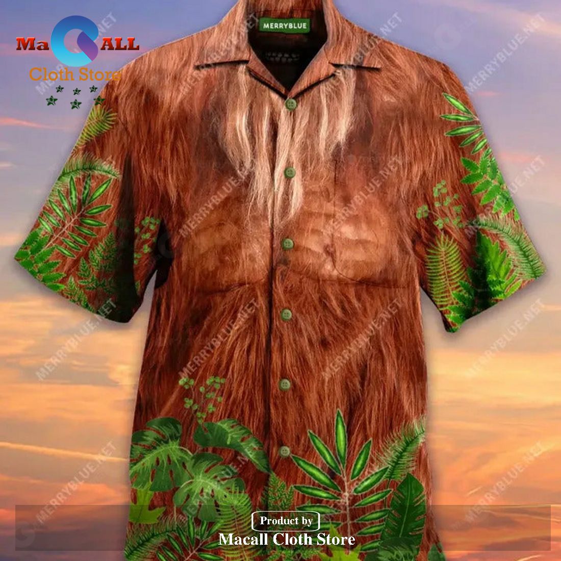 Bigfoot Hawaiian Shirt Bigfoot Fur In The Forest Costume Hawaii Aloha ...