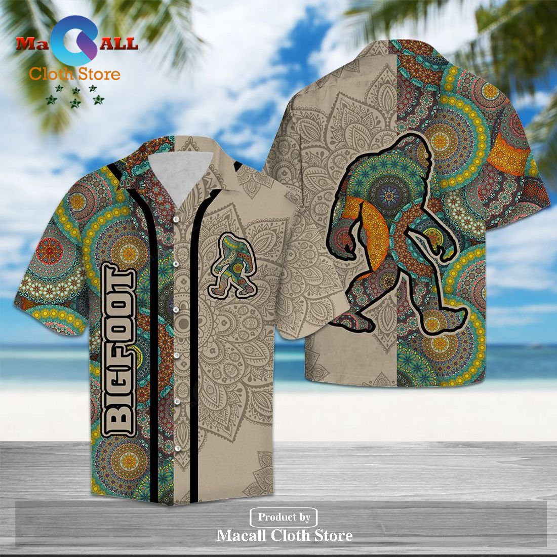 Bigfoot Hawaiian Shirt Bigfoot Mandala Grey Khaki Hawaii Aloha Hawaiian Shirt Bigfoot Hawaiian Shirt Bigfoot Mandala Grey Khaki Hawaii Aloha Hawaiian Shirt