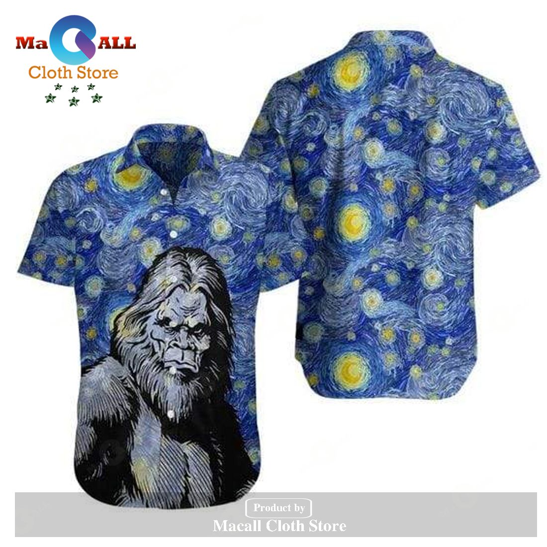 Bigfoot Hawaiian Shirt Bigfoot Starry Night Sky Painting Hawaii Aloha_ Bigfoot Hawaiian Shirt Bigfoot Starry Night Sky Painting Hawaii Aloha_