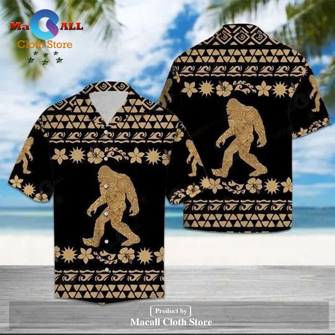 Bigfoot Hawaiian Shirt Bigfoot Tribal Pattern Hawaii Aloha Shirt Bigfoot Hawaiian Shirt Bigfoot Tribal Pattern Hawaii Aloha Shirt