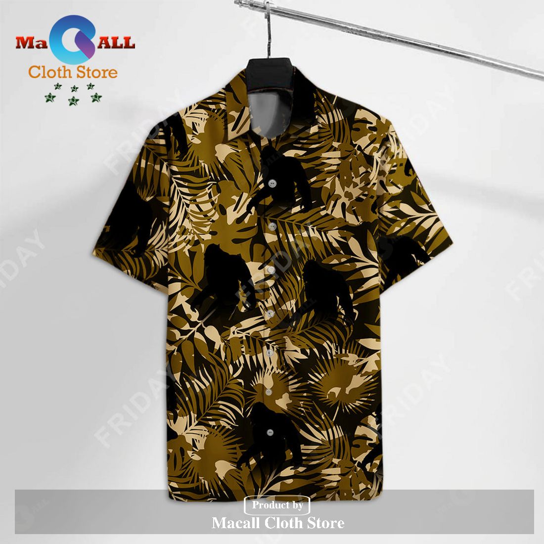 Bigfoot Hawaiian Shirt Bigfoot Tropical Jungle Brown Pattern Hawaii Al Bigfoot Hawaiian Shirt Bigfoot Tropical Jungle Brown Pattern Hawaii Al