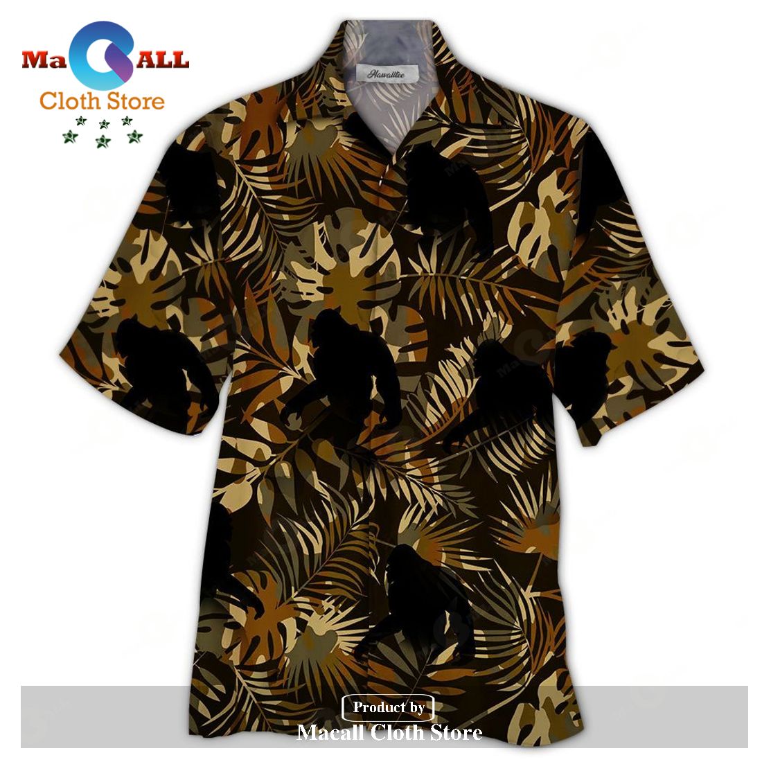 Bigfoot Hawaiian Shirt Bigfoot Tropical Jungle Brown Pattern Hawaii Al Bigfoot Hawaiian Shirt Bigfoot Tropical Jungle Brown Pattern Hawaii Al