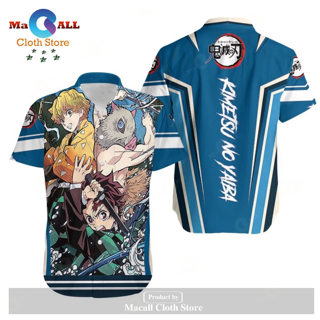 Demon Slayer Hawaii Shirt Tanjiro Zenitsu Inosuke Blue Kimetsu No Yaib Demon Slayer Hawaii Shirt Tanjiro Zenitsu Inosuke Blue Kimetsu No Yaib
