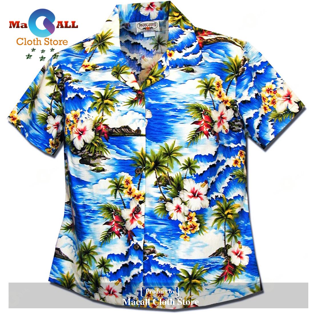 Diamond Head Beach Blue Women’s Fitted Hawaiian Shirt and Shorts