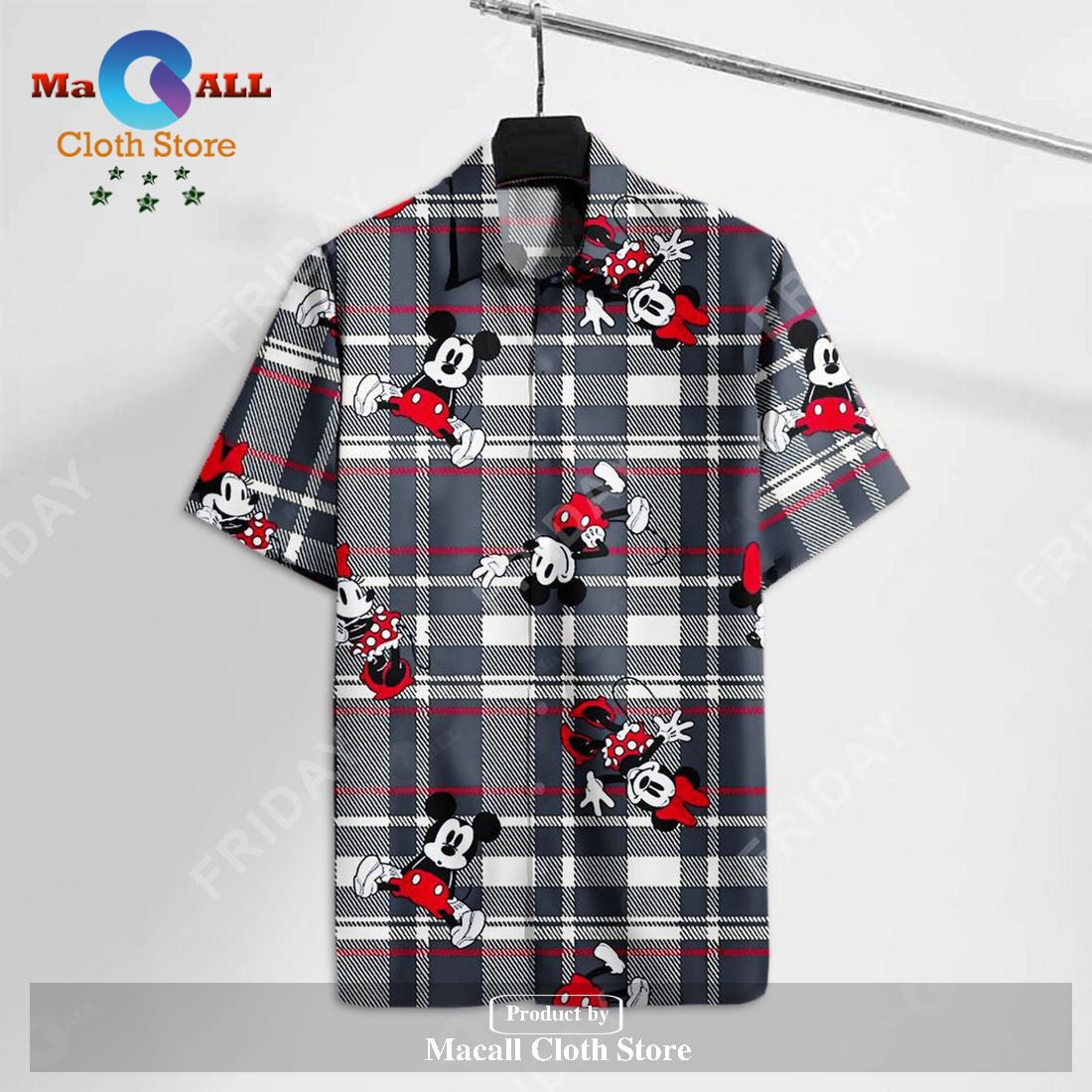DN Hawaiian Shirt Mouses Plaid Grey Hawaii Aloha Tshirt - VV81 DN Hawaiian Shirt Mouses Plaid Grey Hawaii Aloha Tshirt - VV81