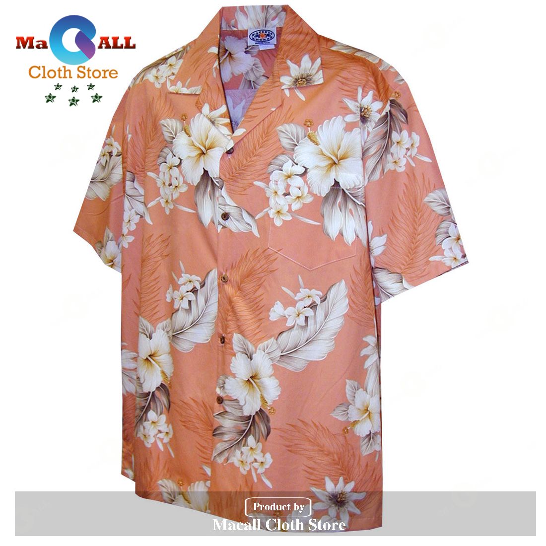 Floral Garden Peach Hawaiian Shirt and Shorts Floral Garden Peach Hawaiian Shirt and Shorts