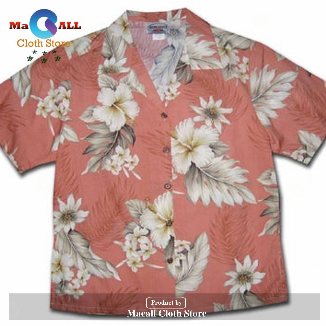 Floral Garden Peach Women's Hawaiian Shirt and Shorts Floral Garden Peach Women's Hawaiian Shirt and Shorts