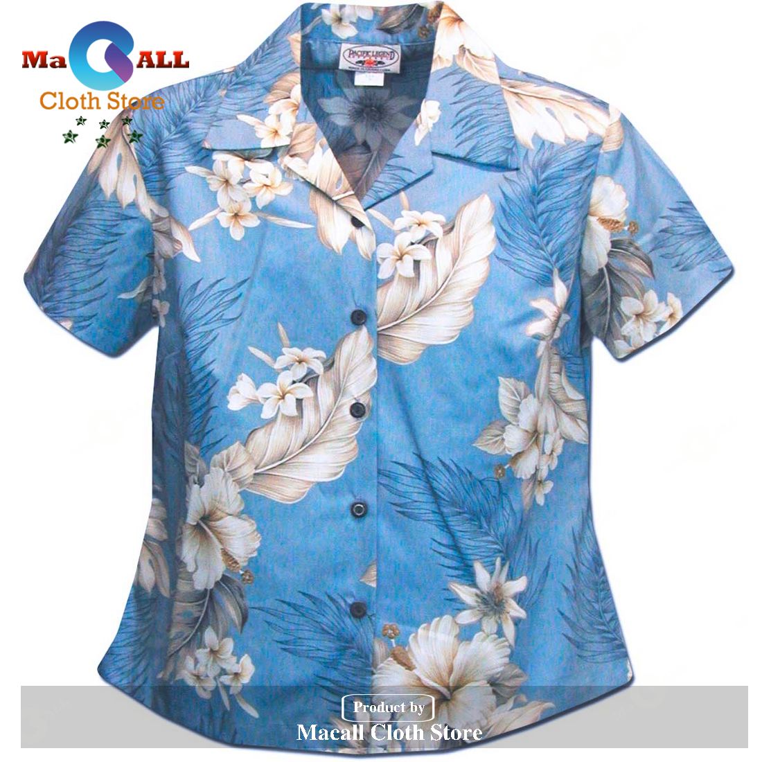 Floral Garden Sky Fitted Women's Hawaiian Shirt and Shorts Floral Garden Sky Fitted Women's Hawaiian Shirt and Shorts