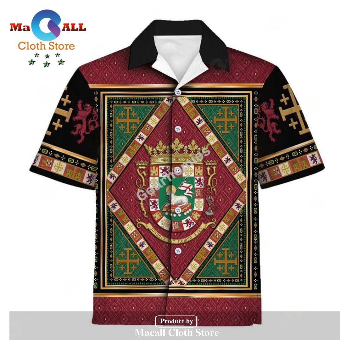 Gearhomies Hawaiian Shirt Puerto Rico Coat Of Arms 3D Apparel Gearhomies Hawaiian Shirt Puerto Rico Coat Of Arms 3D Apparel