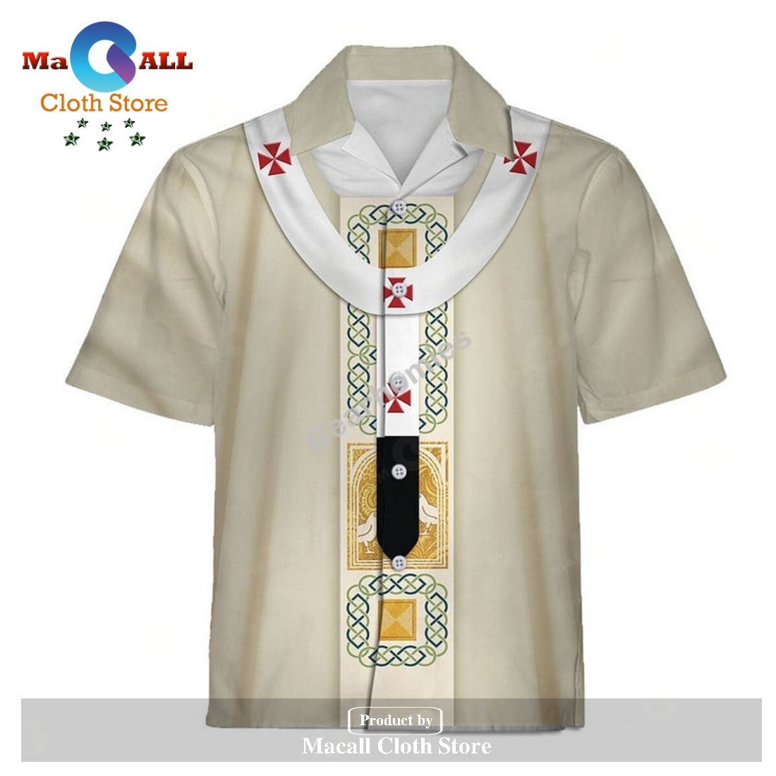 GearHomies Hawaiian Shirt White Liturgical Vestment 3D Apparel GearHomies Hawaiian Shirt White Liturgical Vestment 3D Apparel