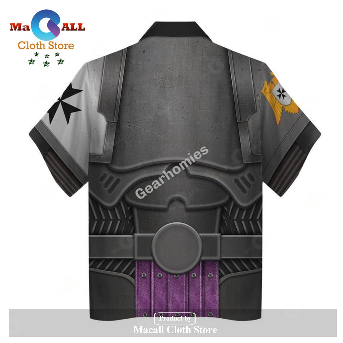 GearHomies Unisex Hawaiian Shirt Black Templars Captain 3D Costumes GearHomies Unisex Hawaiian Shirt Black Templars Captain 3D Costumes