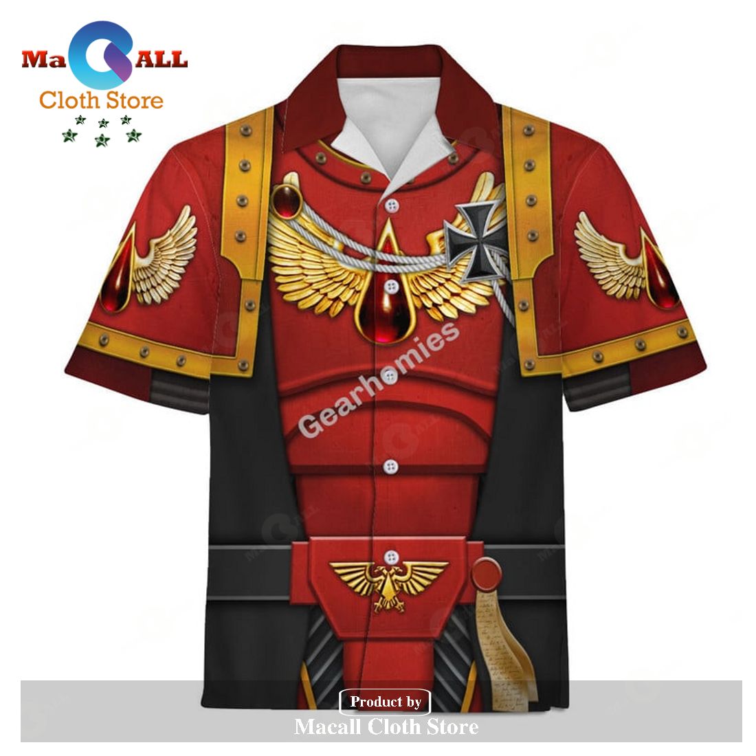 GearHomies Unisex Hawaiian Shirt Blood Angels Black Robe 3D Costumes GearHomies Unisex Hawaiian Shirt Blood Angels Black Robe 3D Costumes