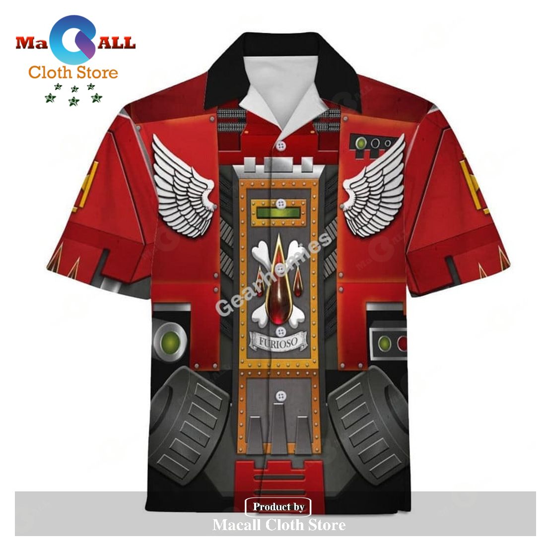 Gearhomies Unisex Hawaiian Shirt Blood Angels Furioso Dreadnought 3D Costumes Gearhomies Unisex Hawaiian Shirt Blood Angels Furioso Dreadnought 3D Costumes