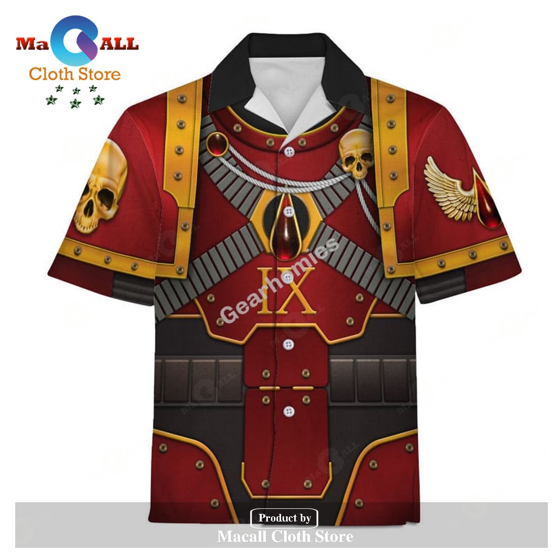 GearHomies Unisex Hawaiian Shirt Blood Angels IX Captain 3D Costumes GearHomies Unisex Hawaiian Shirt Blood Angels IX Captain 3D Costumes