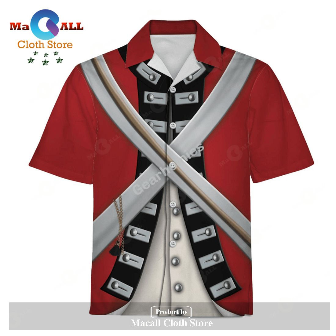 Gearhomies Unisex Hawaiian Shirt British Army Red Coat Historical 3D Apparel Gearhomies Unisex Hawaiian Shirt British Army Red Coat Historical 3D Apparel