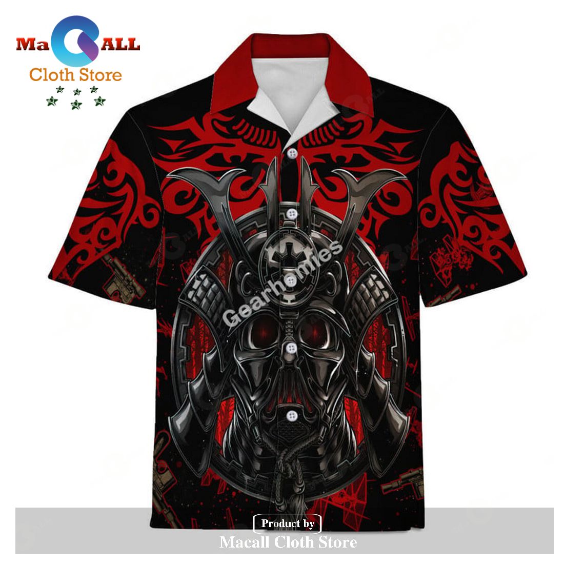 GearHomies Unisex Hawaiian Shirt Darth Vader Samurai 3D Apparel GearHomies Unisex Hawaiian Shirt Darth Vader Samurai 3D Apparel