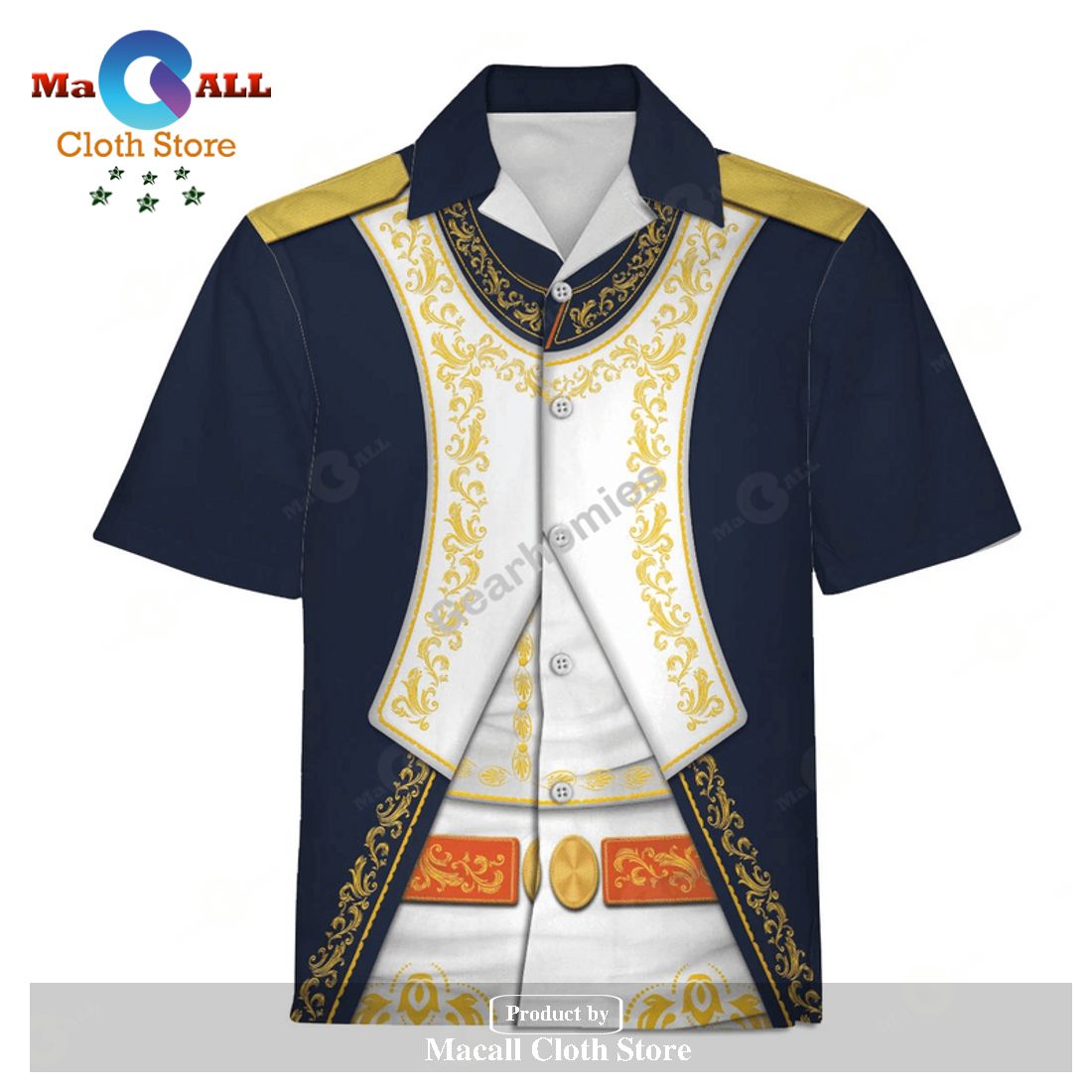 Gearhomies Unisex Hawaiian Shirt Joachim-Napoleon Mura Historical 3D Apparel Gearhomies Unisex Hawaiian Shirt Joachim-Napoleon Mura Historical 3D Apparel
