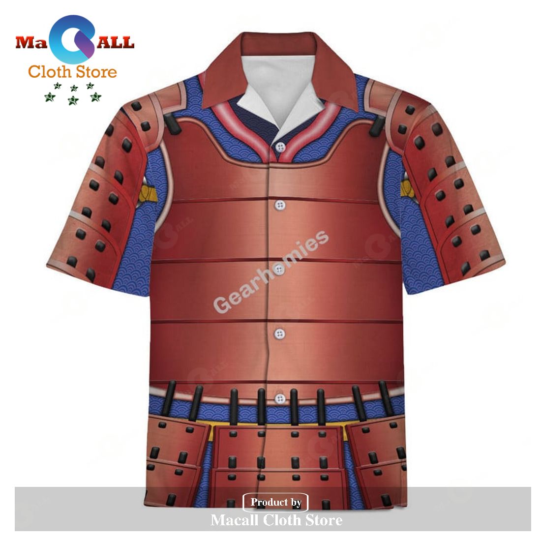GearHomies Unisex Hawaiian Shirt Samurai Armor 3D Costumes GearHomies Unisex Hawaiian Shirt Samurai Armor 3D Costumes
