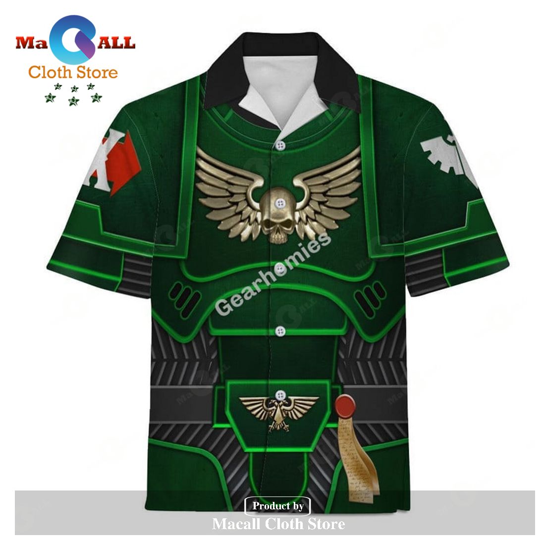 Gearhomies Unisex Hawaiian Shirt Space Marines Dark Angels 3D Costumes